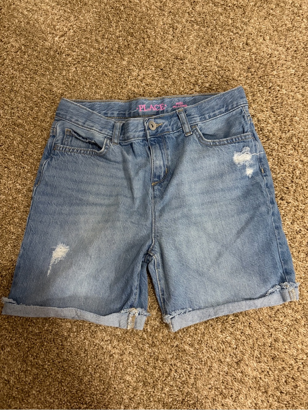 The Children's Place Light Blue Distressed Denim Rolled-Hem Shorts
